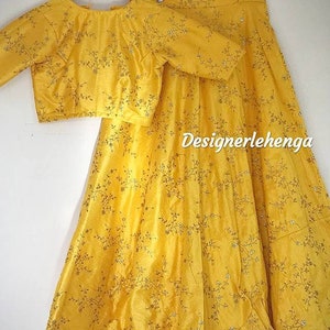 Gelbe zari arbeit lehenga choli für Frauen Brautjungfern Kleider Indische Hochzeit Lehenga Pakistani Lehenga Crop Top lehenga Zari Pailletten Handarbeit