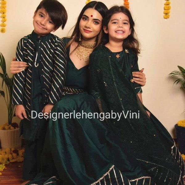 Mother daughter dress indo western dress for women mother daughter matching combo set kids lehenga choli matching family indian outfits