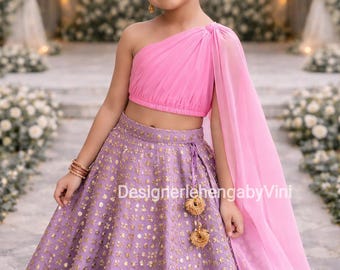 Haut lehenga pour enfants dupatta lehenga pour filles jupe lehenga indienne costume pakistanais vêtements indiens pour enfants robe personnalisée pour enfants vêtements sud-asiatiques