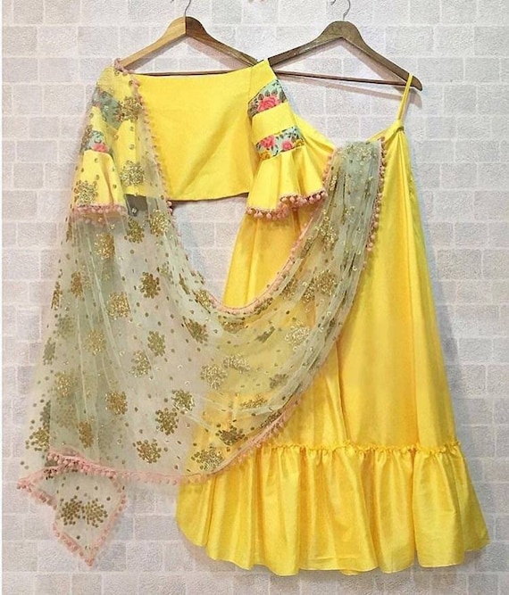 Indian Designer Lehenga Choli Crop Top and Lehenga Indian Lehenga