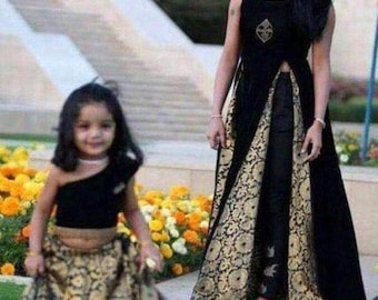 Mother daughter dress indo western dress for women mother daughter matching combo set kids lehenga choli party wear indian dress for girls
