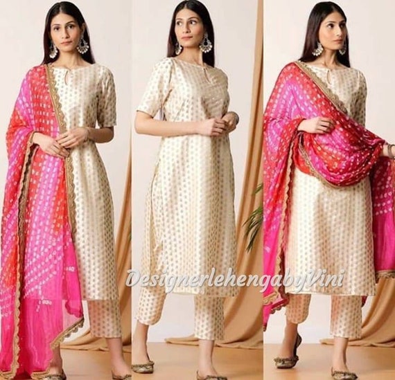 Beautiful Hand embroidered Bandhani Party wear heavy embroidered aliya