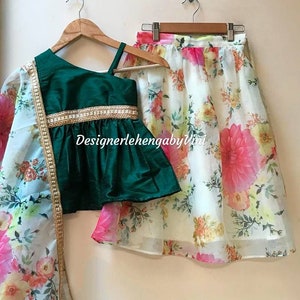 Kids lehenga choli dupatta lehenga choli for kids girls lehenga custom made lengha choli lehenga choli for girls Silk top with organza skirt