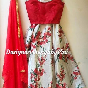 Printed lehenga choli with silk top and chiffon dupatta Indian Lengha salwar kameez lehenga choli bridesmaid dress Indian saree Lengha choli