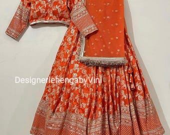 Designer indian gold zari Lehenga choli dupatta desi bridesmaids lehenga indian dress  readymade lehanga women banarasi lehenga women