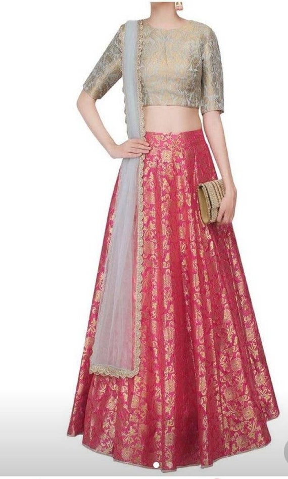 crop top and skirt indian wedding dress