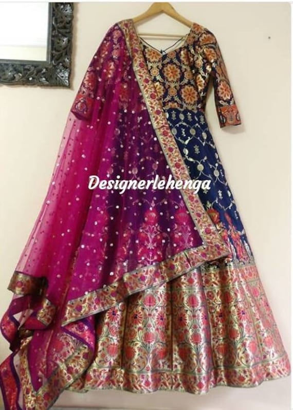 Pure Banarasee Designer Floor Length Gown Indian Pakistani Salwar Suit  Lehenga Pakistani Designer Anarkali Suit Anarkali Dress Lehenga - Etsy