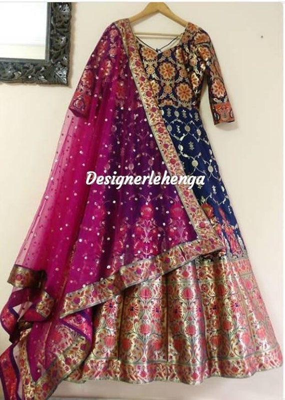 Pure Banarasee Designer Floor Length Gown Indian Pakistani Salwar Suit  Lehenga Pakistani Designer Anarkali Suit Anarkali Dress Lehenga - Etsy