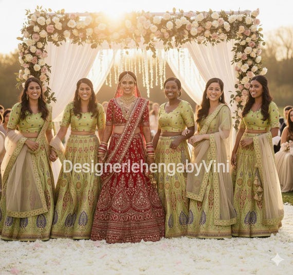 Desi bridesmaids Banarasi lehenga women indian dress bridesmaids dress Indian bridesmaids lehenga bridesmaids dresses pakistani bridesmaids