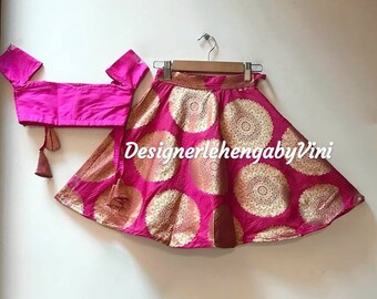 Kids lehenga choli dupatta lehenga choli for kids girls lehenga custom made lengha choli for girls Taffeta silk top with banarasee skirt