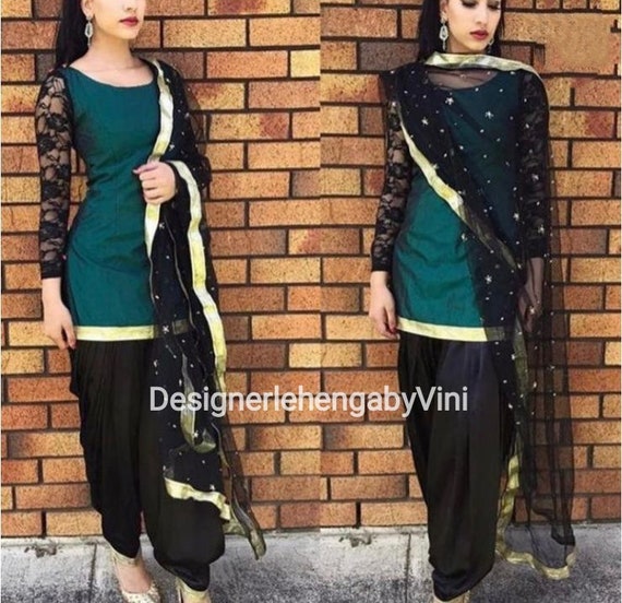 Black Punjabi Suit के Design Ideas | Plain Black Salwar Suit Contrast Color  Combination Ideas - YouTube