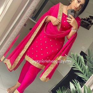 Rani pink Georgette sequin salwar kameez with dupatta salwar suit set Indian wedding punjabi suit indian dress pakistani suits salwar kameez
