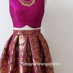 Brocade Lehenga Choli Wine- Plus size