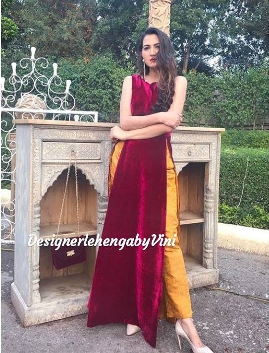 Designer Indian Pakistani Velvet Dress for Women Party Wear Dress