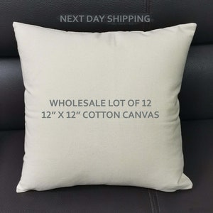 12x12 - 10oz WHITE Cotton Canvas Pillow Cover Blanks - Wholesale Lot of 12 - Perfect For Stencils, Painting, Embroidery, HTV
