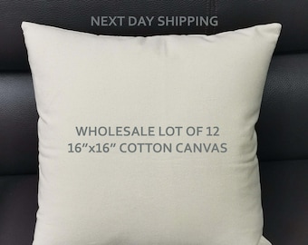 Fundas de almohada de lona de algodón en blanco de 16 x 16: bordado, pintura, HTV - Lote de 12