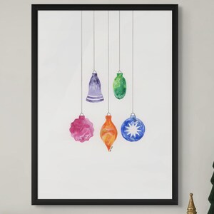Ornament Wall Decor | Christmas Bauble Wall Art | Xmas Ornament Gift Print | Colorful Christmas Art | Winter Wall Decor | Instant Download