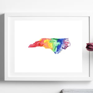 North Carolina Watercolor Art Print Digital Download || State Map Outline