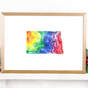 North Dakota Watercolor Art Print Digital Download || Unique Home Decor