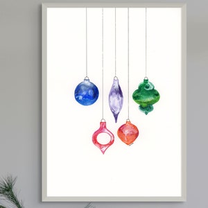 Ornament Art Print | Watercolor Christmas Art | Christmas Bauble Art | Winter Wall Art | Trendy Holiday Decor | Festive Instant Download