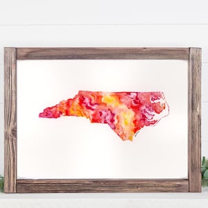 North Carolina Watercolor Art Print State Sunset Version Digital Download