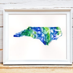 North Carolina Watercolor Art Print State Ocean Version Digital Download