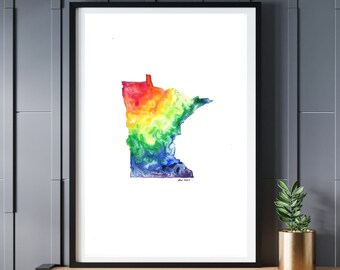 Minnesota Watercolor Art Print Digital Download || Midwest Pride