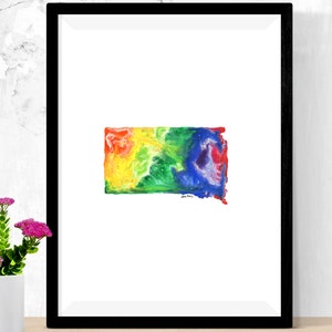 South Dakota Watercolor Art Print Digital Download || Whimsical State Art