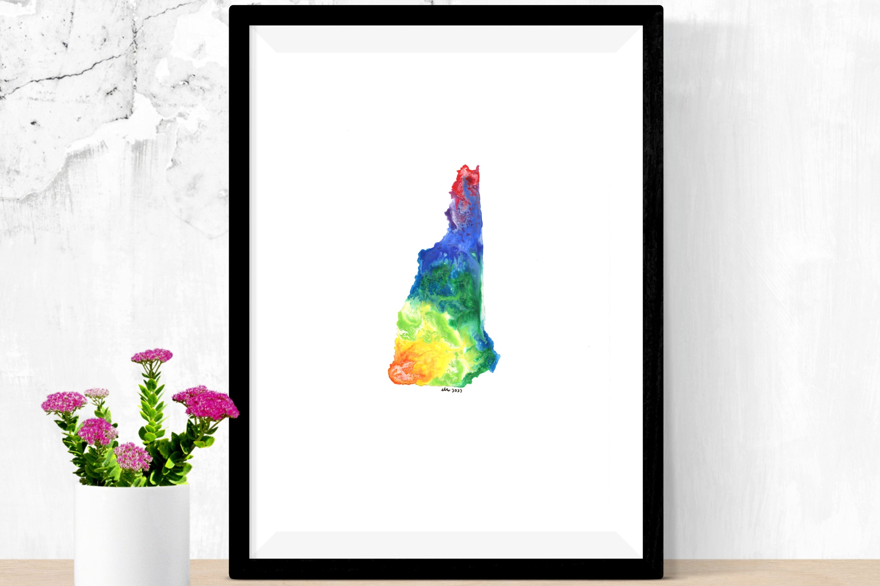 New Hampshire Watercolor Art Print Digital Download || Rainbow State ...