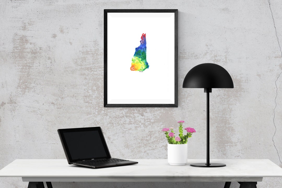 New Hampshire Watercolor Art Print Digital Download || Rainbow State ...