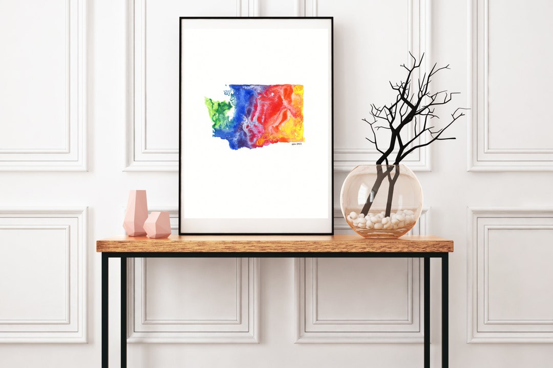 Washington Watercolor Art Print Digital Download || State Silhouette ...