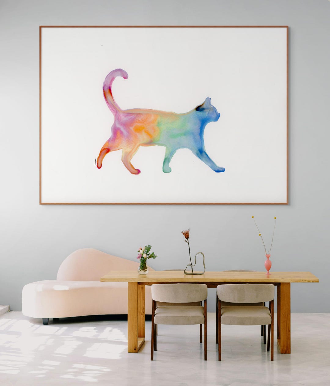 Rainbow Cat Wall Art – Watercolor Cat Print – Colorful Cat Silhouette ...