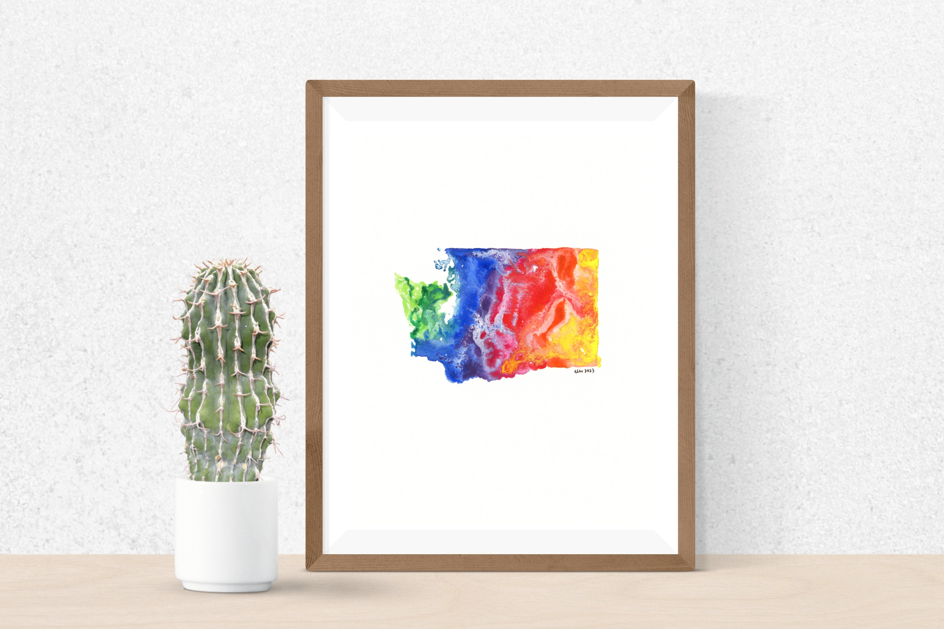 Washington Watercolor Art Print Digital Download || State Silhouette ...