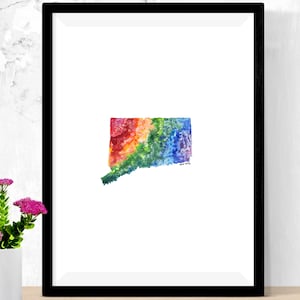 Connecticut Watercolor Art Print | State Wall Art | Connecticut Home Decor | Connecticut Gifts | Fine Art Print | Instant Download