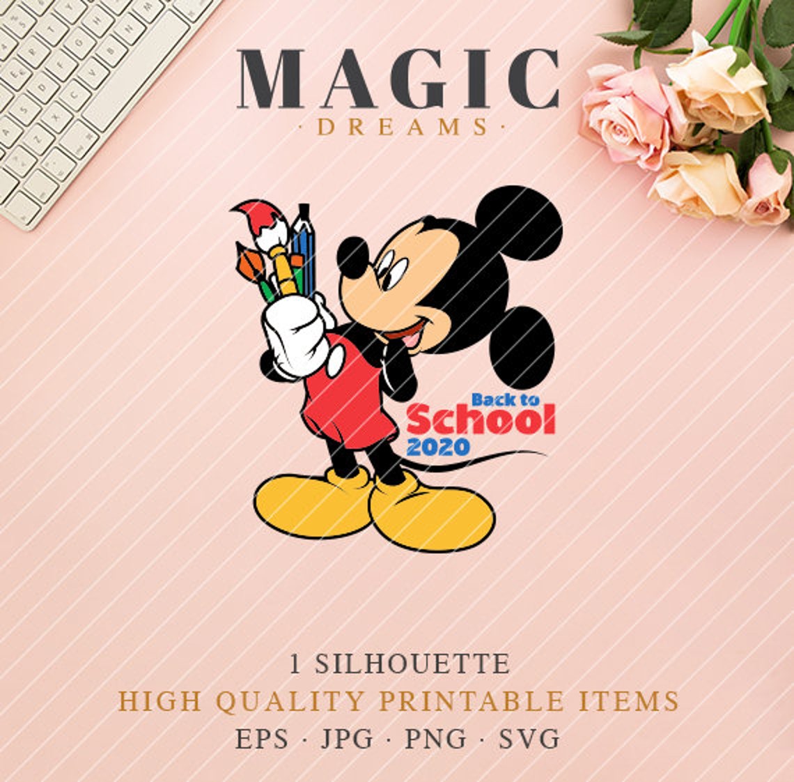 Back to School Mickey Mouse PNG 1st day of School Mickey | Etsy