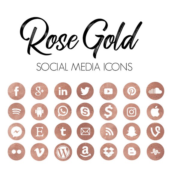 Instant Download Psd File Rose Gold Foil Social Media Icons Etsy
