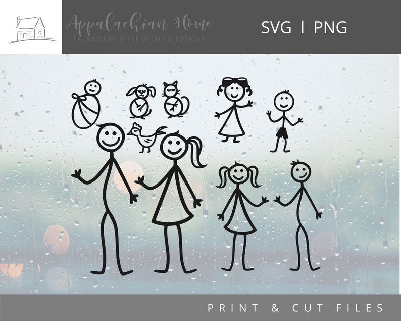 Download Stick Family SVG PNG JPEG Print & Cut Files Graphic Design | Etsy