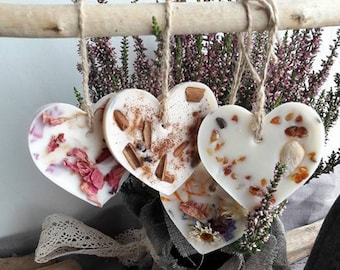 Floral Scented Soy Wax Hearts Set: Vegan Home or Car Air Freshener