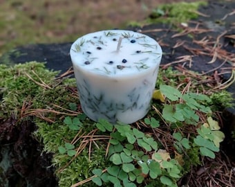 Juniper Pillar Candle: Forest Scented Vegan Soy Wax Candle