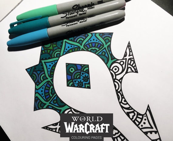 World Of Warcraft Hand Drawn Illustrated Coloring Pages Horde Etsy