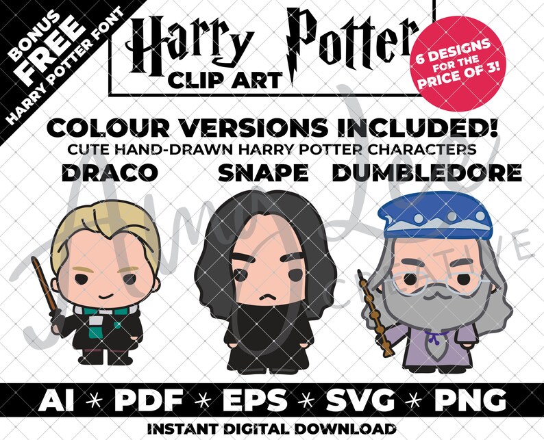 Download Harry Potter Hand Drawn Characters Svg Png More Free Harry Etsy