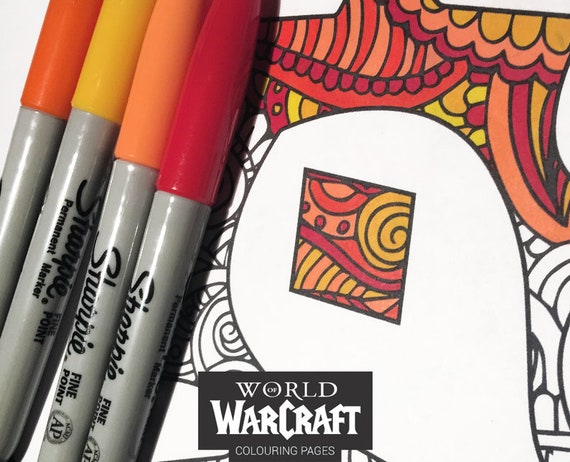 World Of Warcraft Hand Drawn Illustrated Coloring Pages Horde Etsy