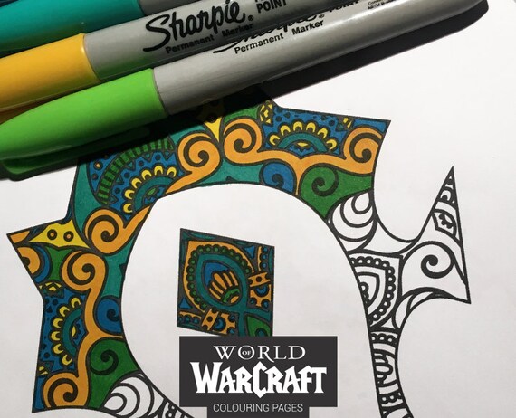 World Of Warcraft Hand Drawn Illustrated Coloring Pages Horde Etsy