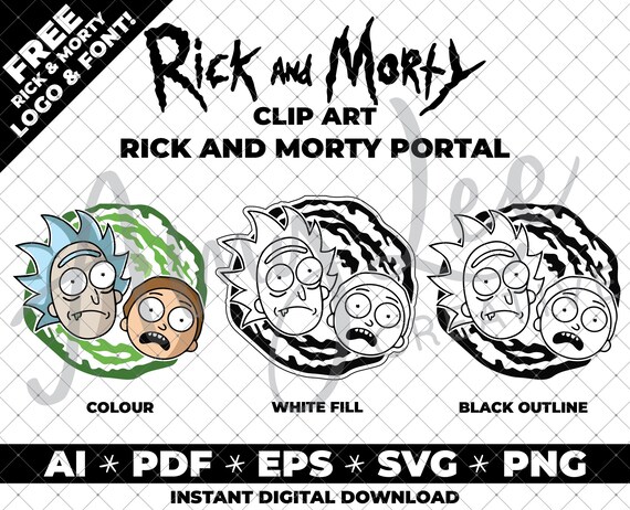 Rick And Morty Clip Art Portal Design Illustration Digital Etsy