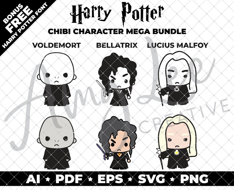 Download Bundle Deal Harry Potter Hand Drawn Characters SVG PNG & | Etsy