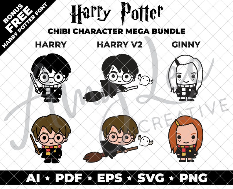 Download Bundle Deal Harry Potter Hand Drawn Characters SVG PNG ...