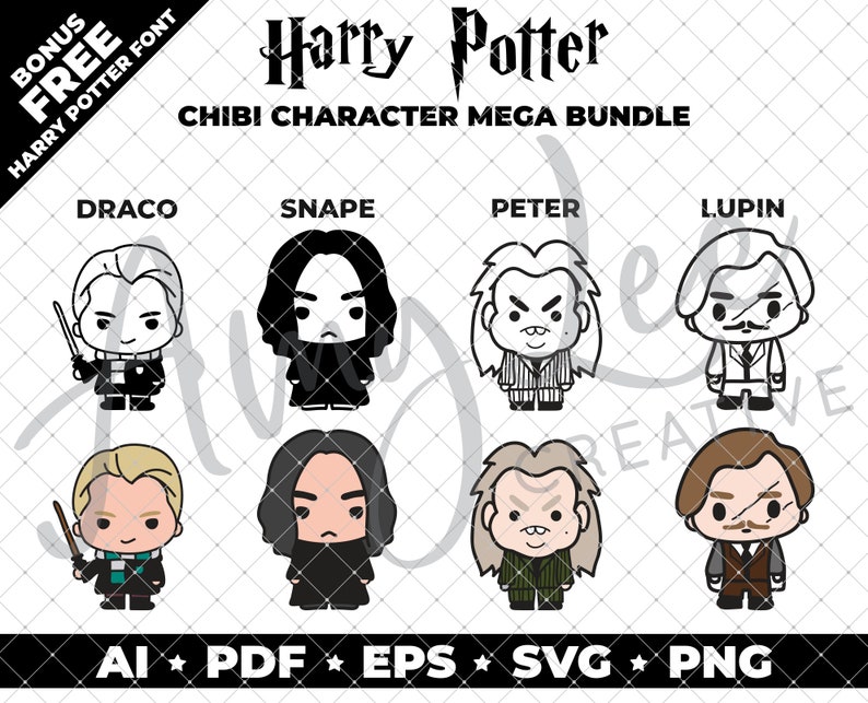 Download Bundle Deal Harry Potter Hand Drawn Characters SVG PNG & | Etsy