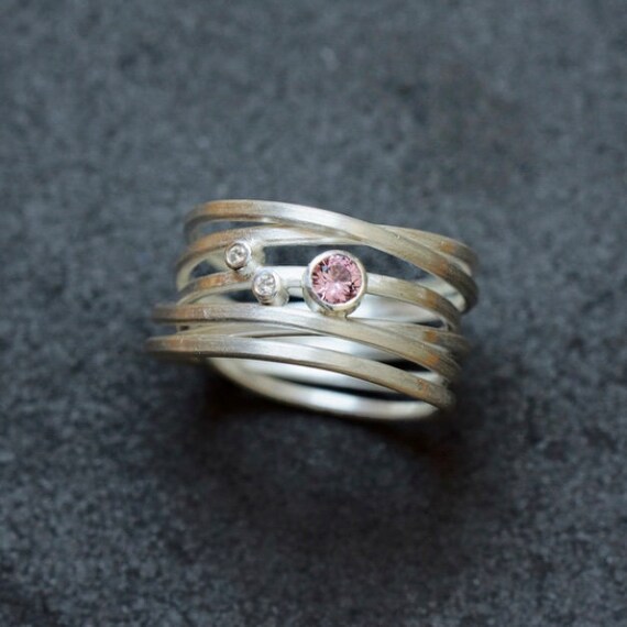 Wickelring mit Diamanten & Saphir aus 925 Silber