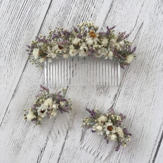 Bridal Hair Combs Wedding Dried Flower Hair Combs In 3 Sizes Etsy