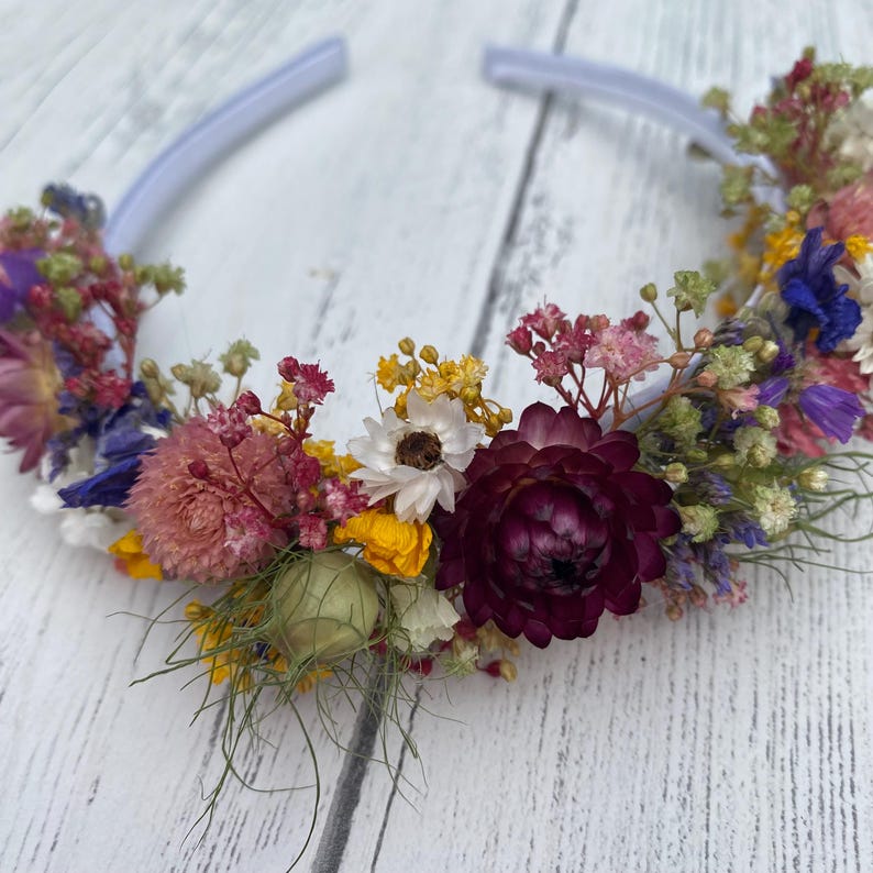 Flower Mix Hair Bands, Wedding Dried Flower Alice Bands, Flower Headband, in 2 band colours. image 2